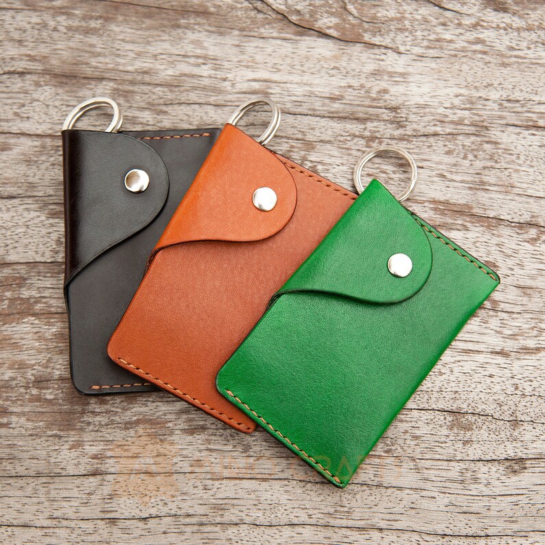Keychain Wallet Keychain Card Holder Handmade Slim Wallet Etsy