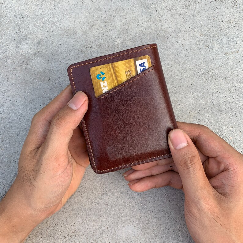 Front Pocket Bifold Leather Bifold Wallet Hand Stitched Etsy