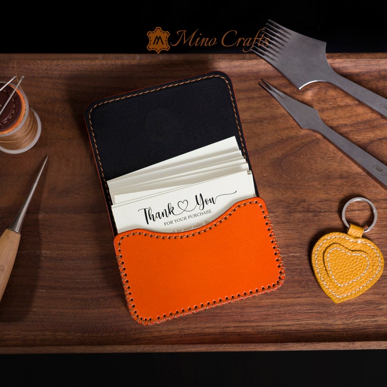 Business Card Holder Business Card Case Leather Business Card Case Gifts For Her Personalized Card Case image 5