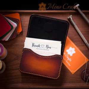 Business Card Holder Business Card Case Leather Business Card Case Gifts For Her Personalized Card Case Orange Patina