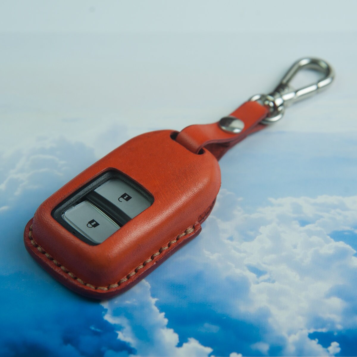 Honda Accord Key Case Orange Leather Key Cover Car Key Etsy