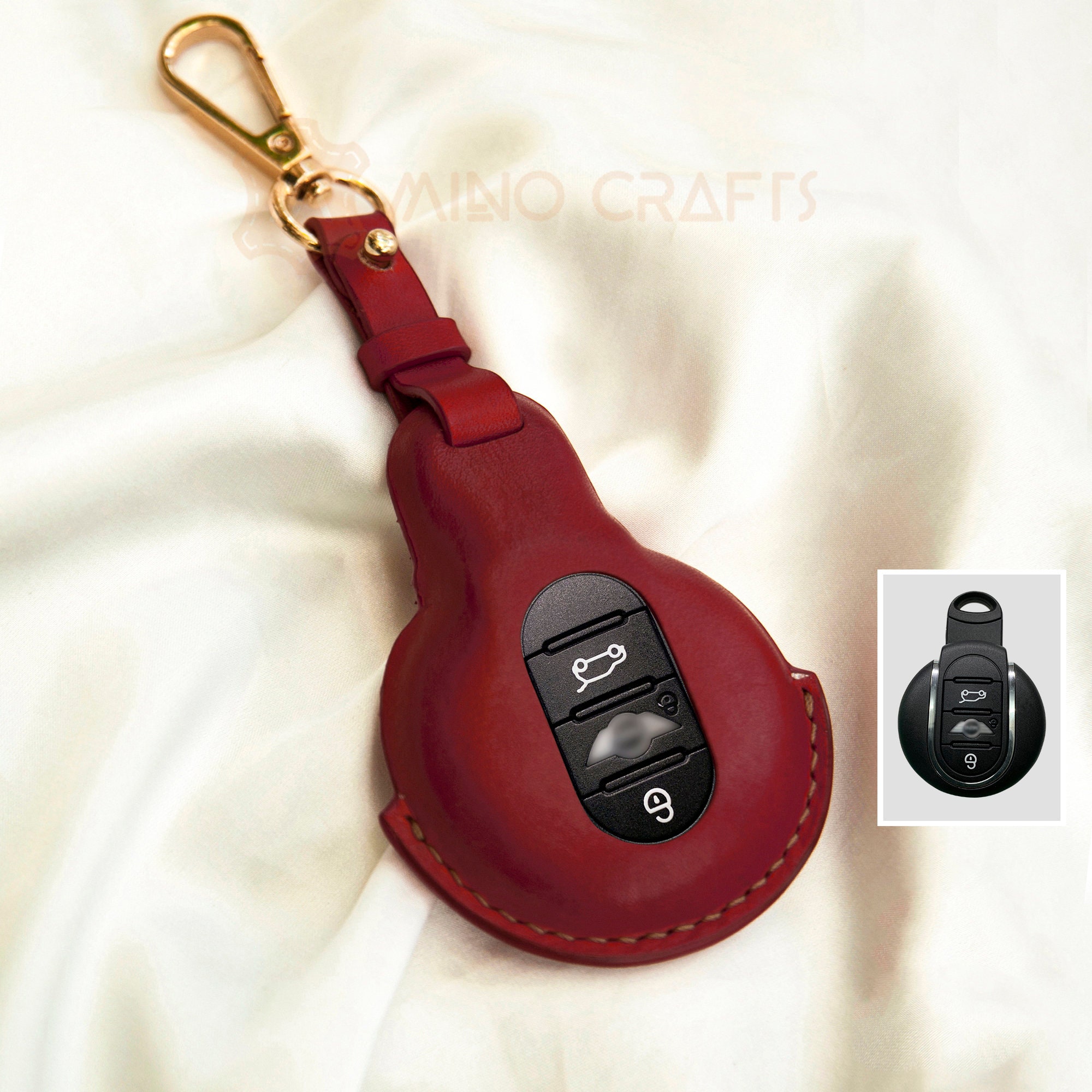 Car Key Fob Cover Mini Cooper Key Case Red Leather Key | Etsy