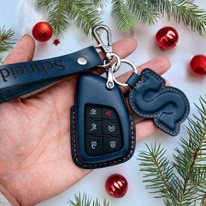 Key Fob Cover Leather Key Case Compatible with 2021 2024 Yukon Tahoe Suburban Christmas Gift Xmas Gift