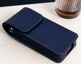 Leather Vertical Dual Phone Case with belt loop Double Phone 15 Pro max 14 Pro Max Two Phones Case Double Phone Pouch Personal Phone Case