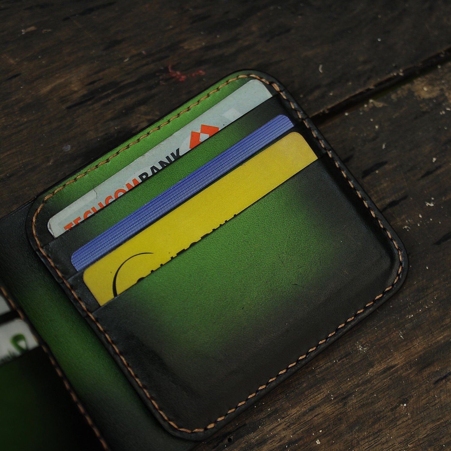 Handmade Green Leather Wallet Bifold Leather Wallet Classic Etsy