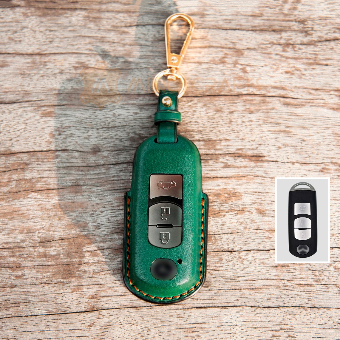 MAZDA 3 KEY CASE Green Leather Key Fob Smart Key Cover Etsy