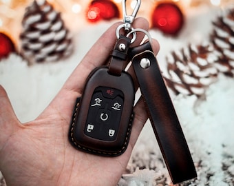 Leather Key Case Compatible Yukon Silverado Sierra Chevy Tahoe Suburban Christmas Gift Xmas Gift