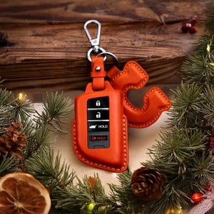 Key fob cover for Acura leather key case for acura mdx cdx nsx rdx rlx tlx tlx-l with Strap and Initial Charm Christmas Gift for Her