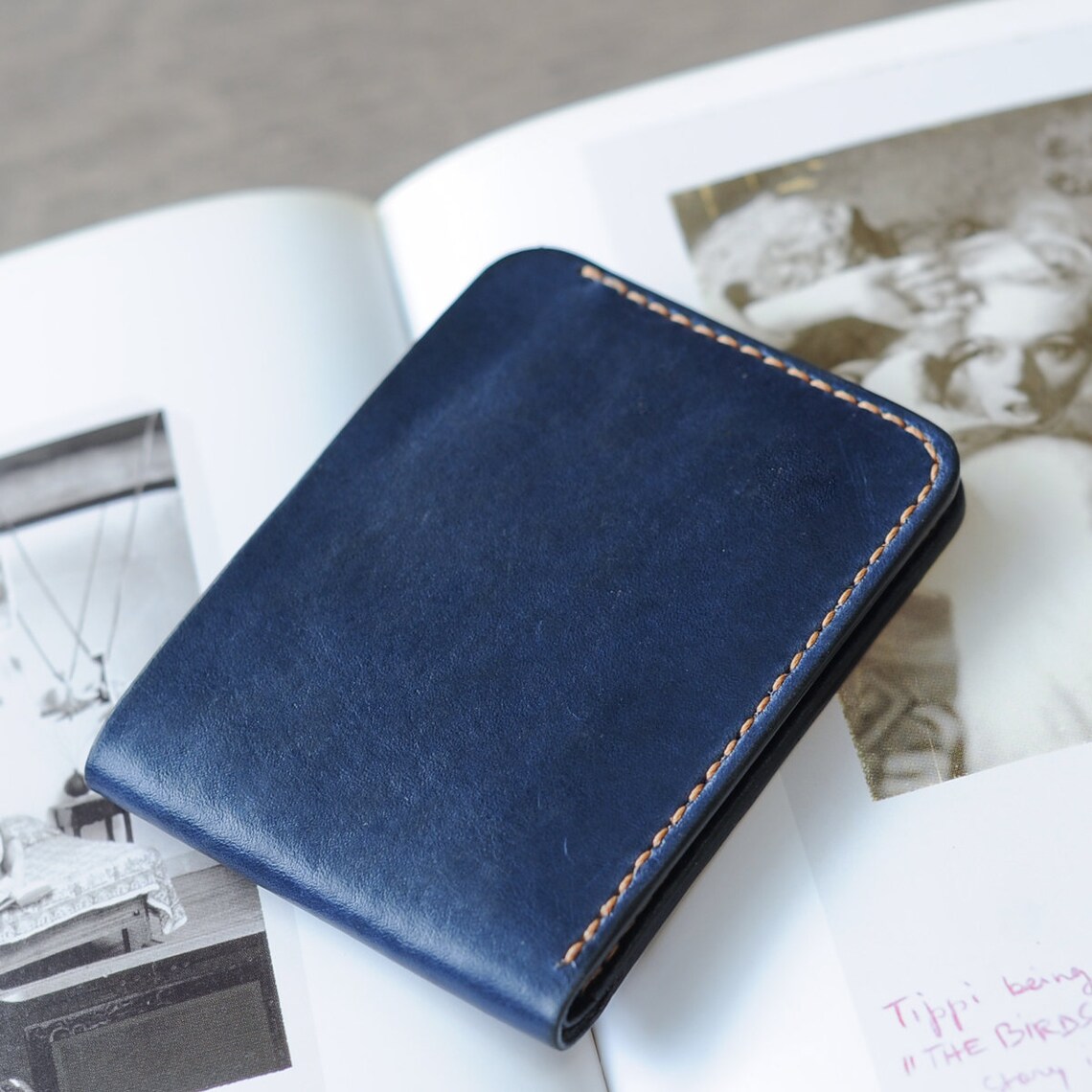 Navy Blue Inner Flap Bifold Leather Wallet