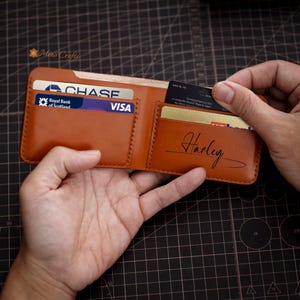 Slim Wallet Front Pocket Wallet Leather Wallet Bifold Wallet Minimalist Wallet Simple Wallet PERSONALIZED Wallet