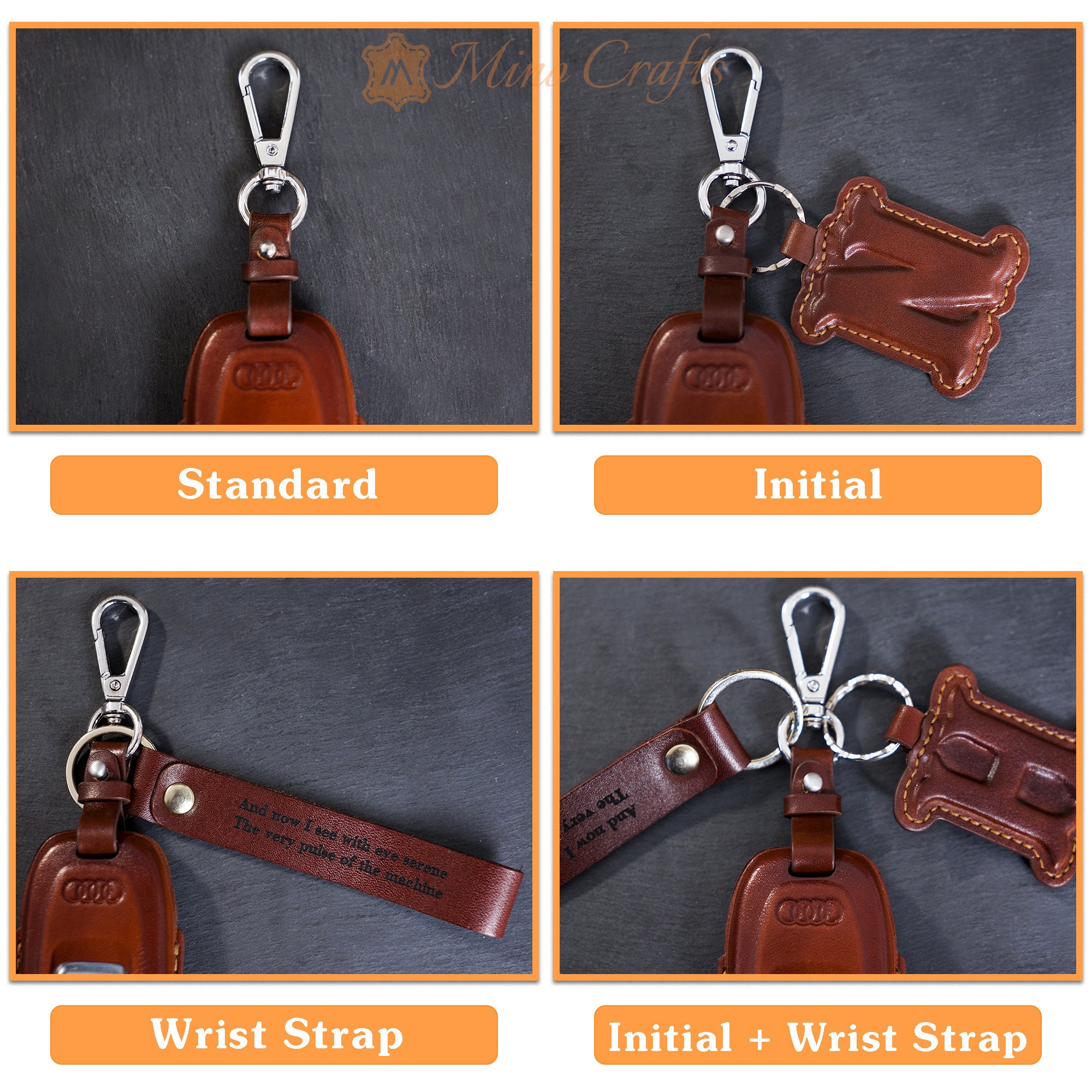 EASYANT Genuine Leather Key Fob Cover For Jeep 2018-2024 Wrangler & Gladiator - Brown Crazy Horse Leather