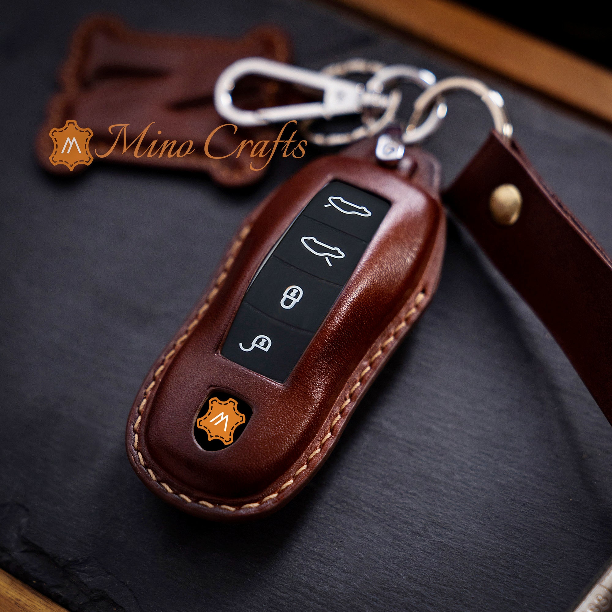 Minocrafts for Porsche Key Fob Cover Leather Key Case Car -  Denmark