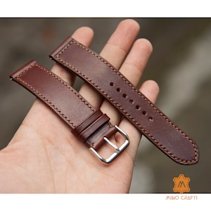 18mm 19mm 20mm 21mm 22mm 24mm Men&#39;s Leather Watch Strap,  Brown Leather Watch Band, Handmade Watch Strap, Gift for Him, Mino Watch Strap