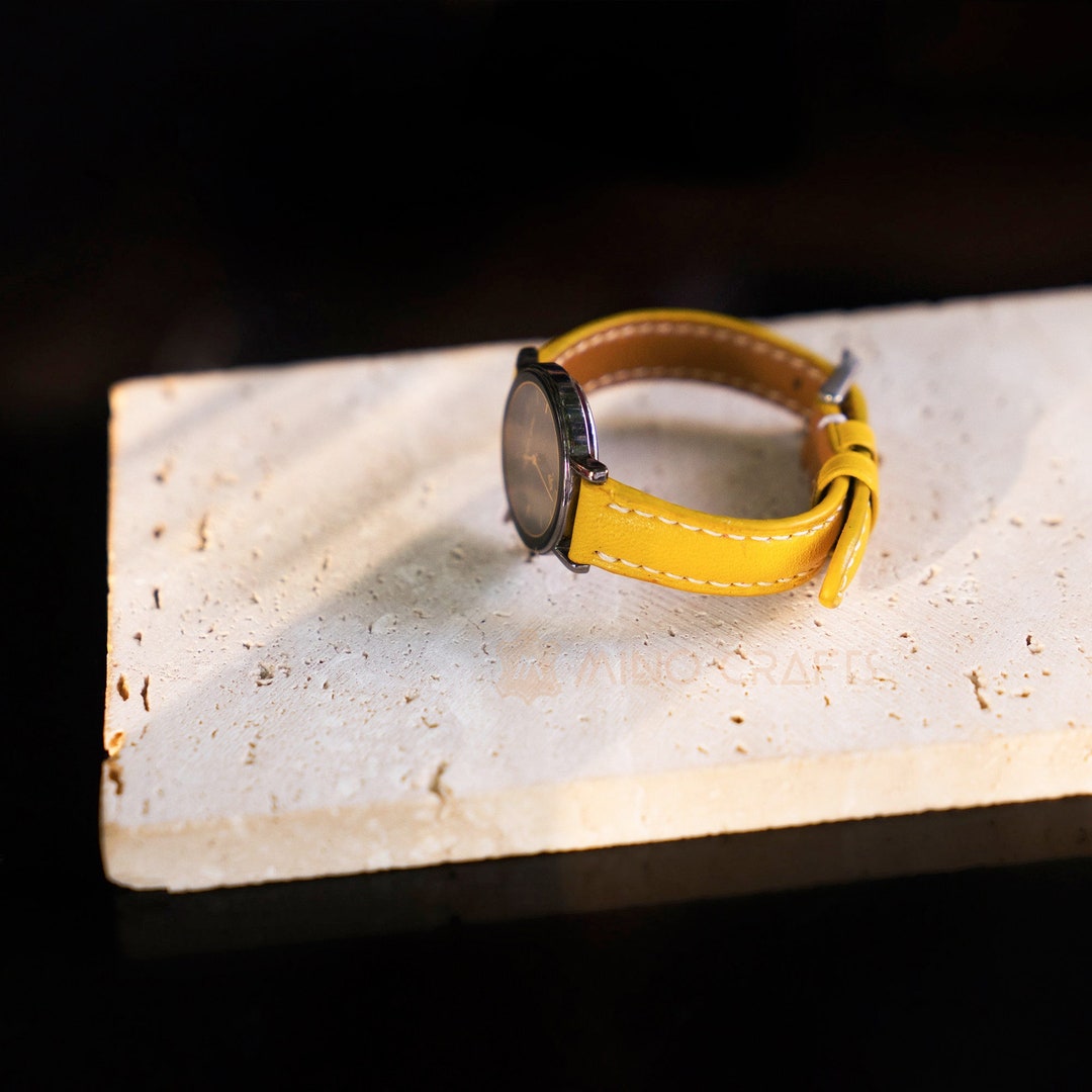 Yellow Leather Watch Band 8mm 10mm 12mm 14mm Leather Watch Etsy