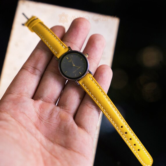 Yellow Leather Watch Band 8mm 10mm 12mm 14mm Leather Watch Etsy