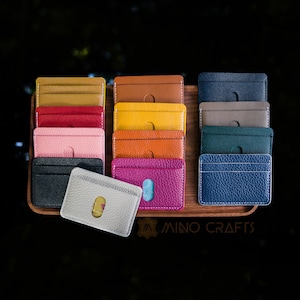 Cartera de bolsillo hecha a mano Titular de la tarjeta Cartera delgada Cartera de cuero simple Cartera mínima Regalos para mujeres Cartera personalizada
