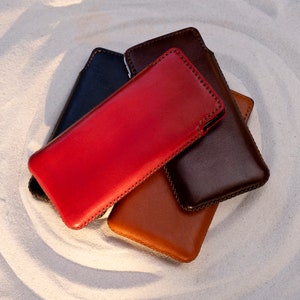 Leather Phone Sleeve for Smart Phone 15 Pro Max 14 13 Pro max Iphone Pouch Cover Cell Phone Sleeve Case Custom Leather Phone Sleeve
