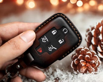 Leather Key Fob Cover For Yukon Sierra Canyon Tahoe Suburban Silverado Colorado Christmas Gift Xmas Gift