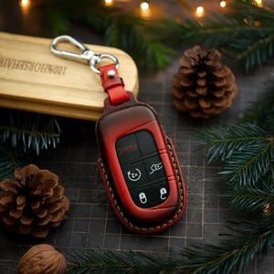 Leather Key Fob Cover for Grand Cherokee Renegade Chrysler 200 300 Dodge Durango Challenger Journey Christmas Gift New Year Gift