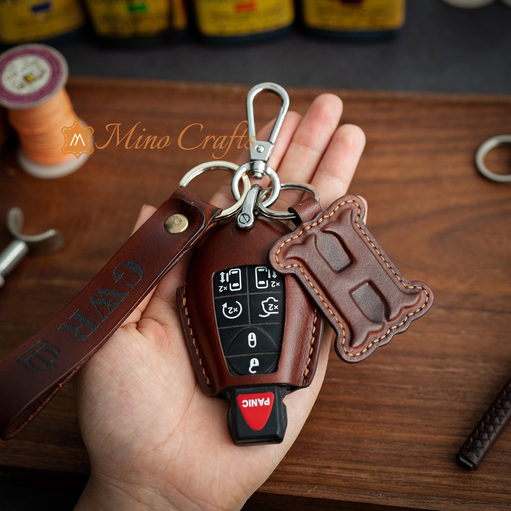 Key Fob Cover With Pu Leather Keychain For Grand Cherokee 200 300 Journey  Smart Key - Temu France