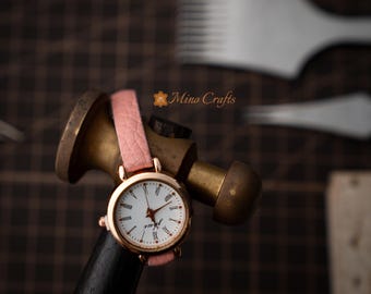 Dusty Pink Small Leather Watch Strap for Ladies – Minimal Unstitched Watch Band by Mino Crafts