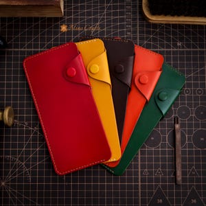Long Minimalist Cash Wallet A7 Cash Envelopes Wallet  Women Leather Wallet Handcrafted Slim Simple Wallet Christmas Gift Xmas Gifts for Her