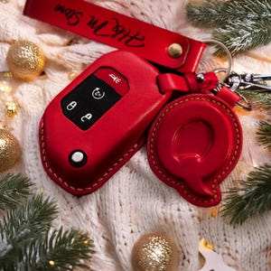 Leather Key Fob Cover Compatible With 2024 2018 Wrangler JL JLU Rubicon Christmas Gift New Year Gift