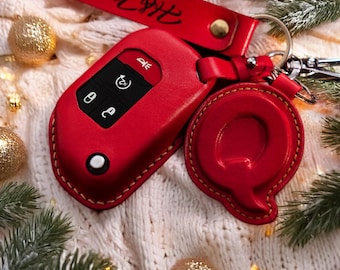 Leather Key Fob Cover Compatible With 2024 2018 Wrangler JL JLU Rubicon Christmas Gift New Year Gift