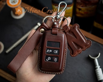 Leather Car Key Fob Case Cover Holder Compatible with Rover 2018 2019 2020 Discovery Rover Sport Evoque Smart Key