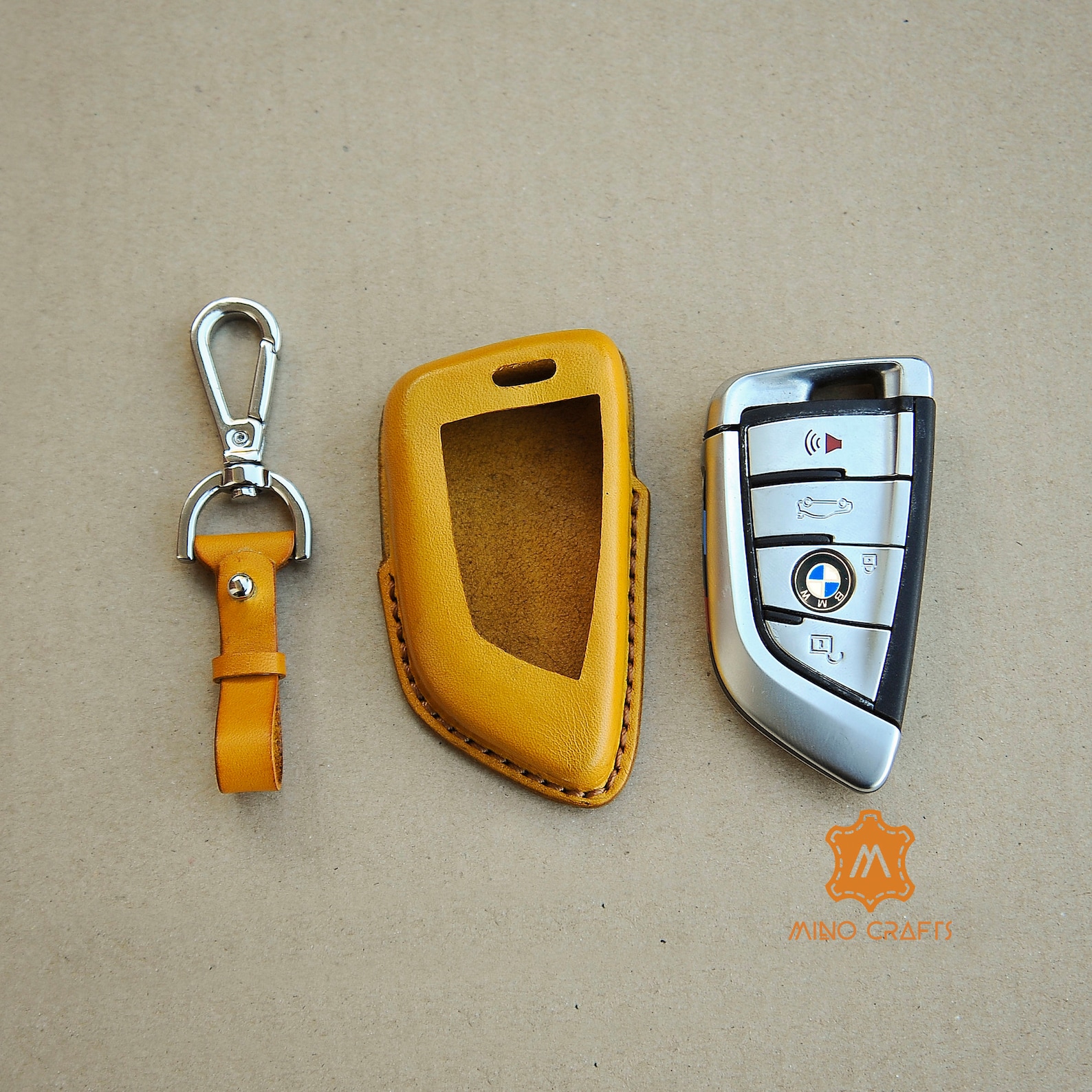 BMW Key Fob Cover Leather Key Case Yellow Custom Key Fob | Etsy