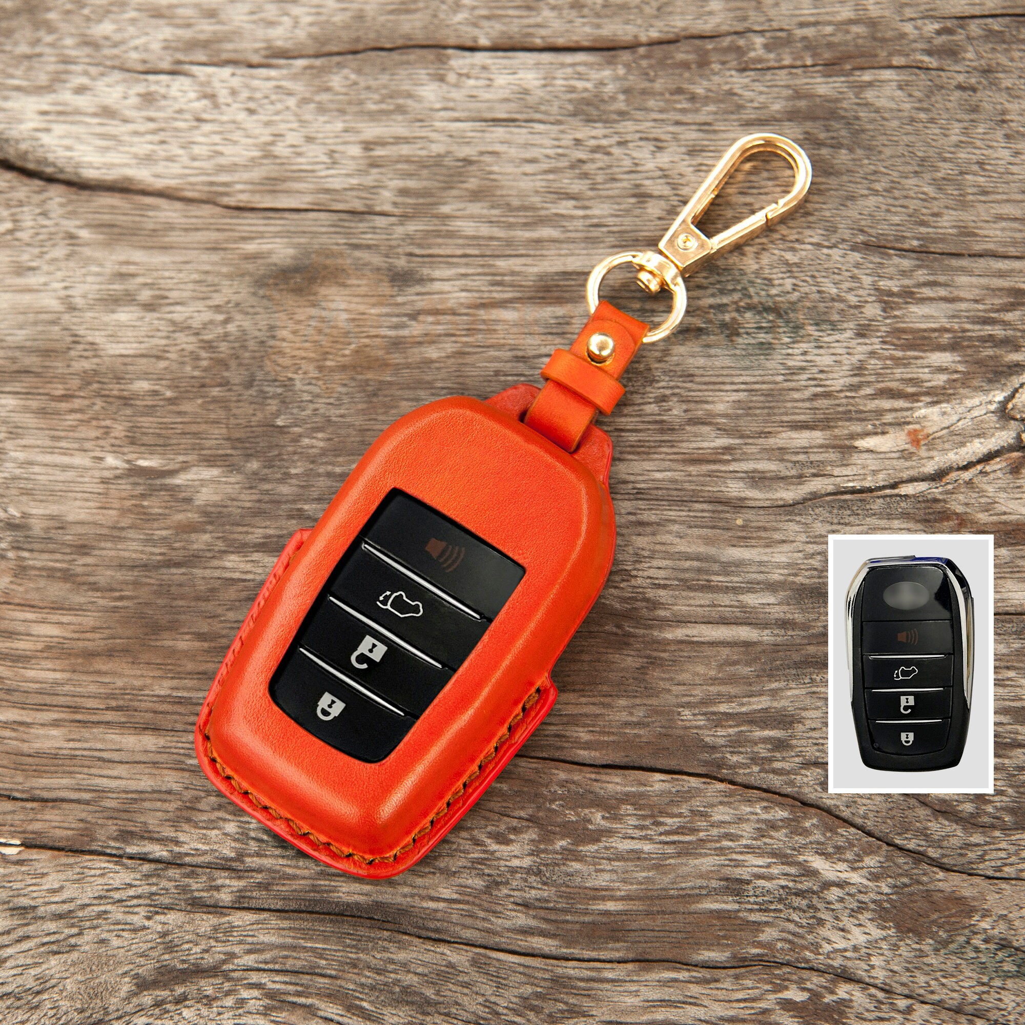 Toyota Camry Key Fob Cover Orange Leather Key Case For Etsy