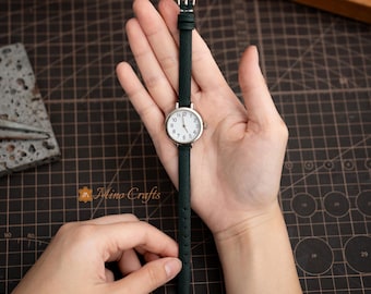 Small Watch Strap 8mm 10mm 12mm 14mm, Tiny Leather Watch Band, Handmade Genuine Leather Strap, Green Ladies Watch Band – Minocrafts