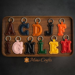 Leather Initial Charm Keychain Accessories - Handcrafted Personalized Leather Initial Piece With keyring Personalized Gift For Her