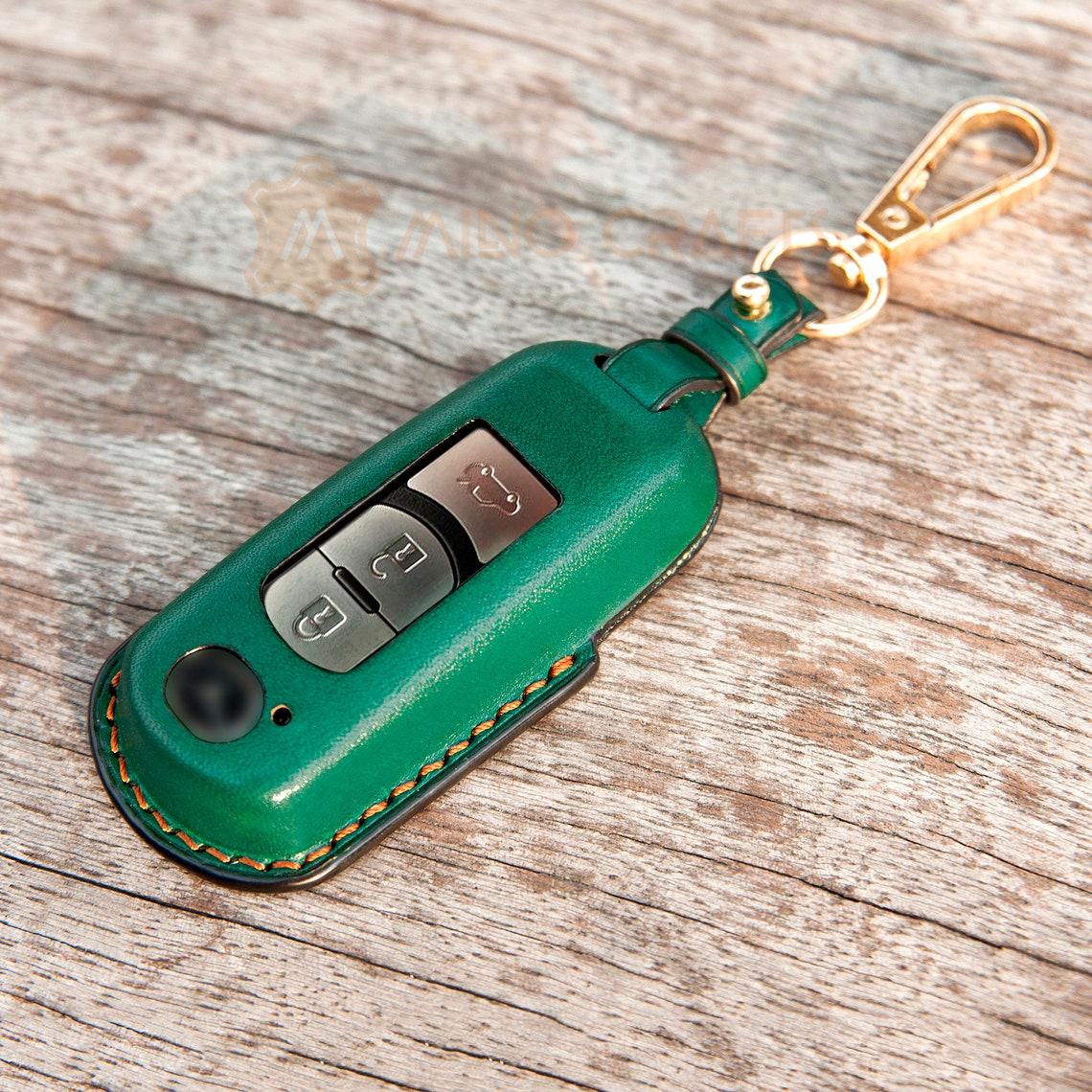 MAZDA 3 KEY CASE Green Leather Key Fob Smart Key Cover Etsy