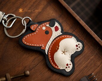 Handmade Corgi Leather Bag Charm – Cute Dog Butt Purse Accessory – Cowhide Animal Keychain – Gift for Dog Lovers – MinoCrafts