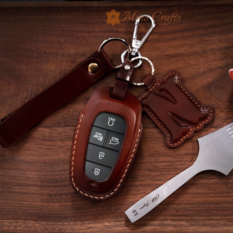 Leather Key Cover For Sonata Nexo SantaFe Tucson Santa Cruz image 4