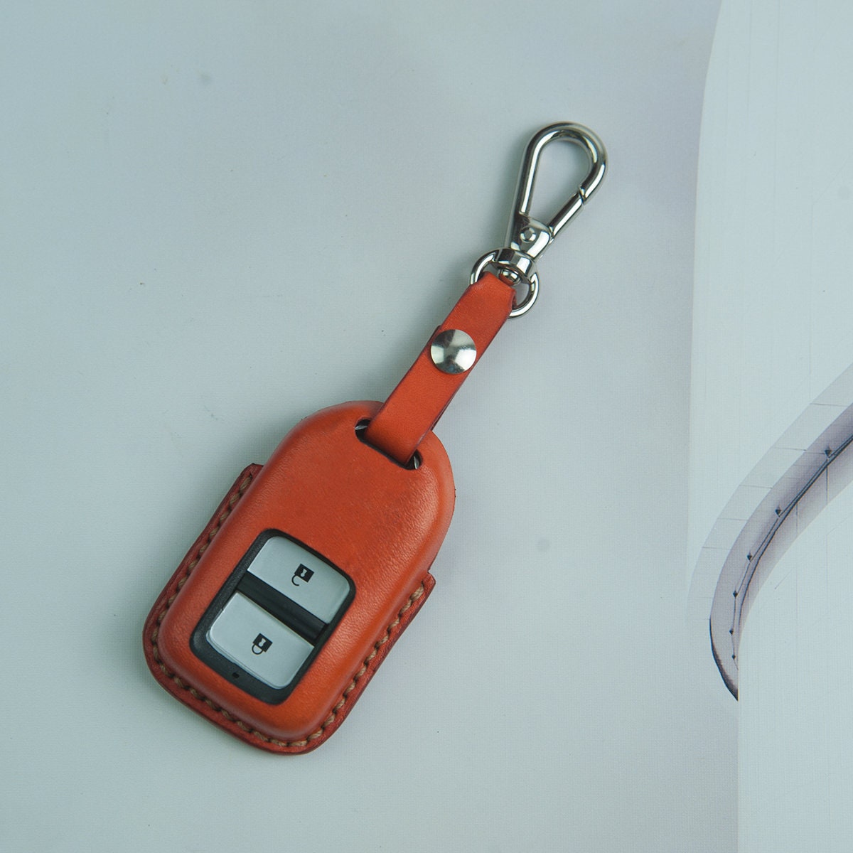 Honda Accord Key Case Orange Leather Key Cover Car Key Etsy