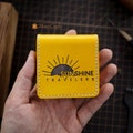 Leather Square Business Card Holder For Men Square Business Card Case 2.5x2.5 in Custom Company Logo Personalized Card Case Christmas Gift product logo