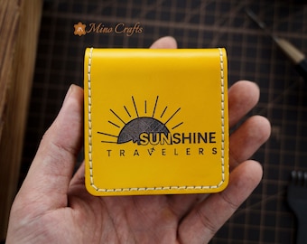 Quadratischer Visitenkartenhalter aus Leder für Männer quadratisches Visitenkartenetui 2,5 x 2,5 Zoll individuelles Firmenlogo personalisierte Kartenetui Weihnachtsgeschenk