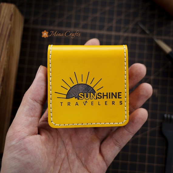 Leather Square Business Card Holder for Men Square Business Card