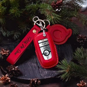 Leather Key Fob Cover Compatible With Bronco Mustang F150 Explorer Escape Edge Christmas Gift Xmas Gift