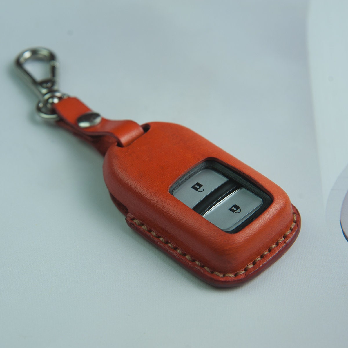Honda Accord Key Case Orange Leather Key Cover Car Key Etsy