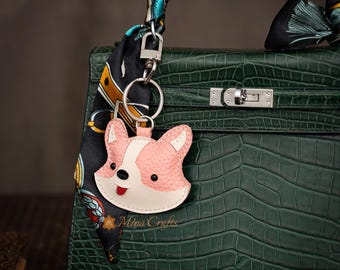 Handmade Corgi Leather Bag Charm – Cute Dog Butt Purse Accessory – Cowhide Animal Keychain – Gift for Dog Lovers – MinoCrafts