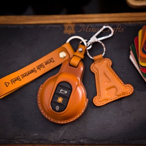 Handcrafted Leather Car Accessories Leather Key Fob Cover For Clubman Countryman Hardtop Convertible