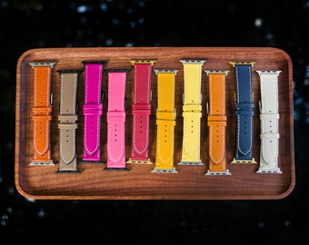 Set 10 Random Leather Apple Watch Bands 49mm, 46mm, 45mm, 44mm, 42mm,41mm, 40mm, 38mm iWatch Strap Series SE2, 10, 9, 8, 7 FREE ENGRAVING