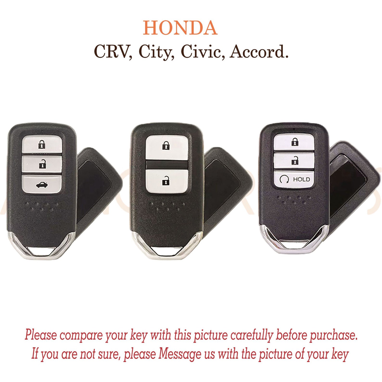 Honda Accord Key Case Orange Leather Key Cover Car Key Etsy