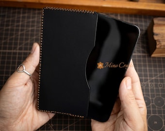 Black Leather Phone Pouch for Phone 17 16 15 14 Handmade Custom Fit Case Full Grain Leather Phone Sleeve for All Phone Models – Minocrafts