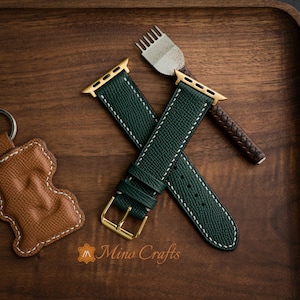 Teal Green Leather iWatch band 49mm,46mm,45mm, 44mm, 42mm,41mm, 40mm, 38mm iWatch Strap Series SE2, 10, 9, 8, 7
