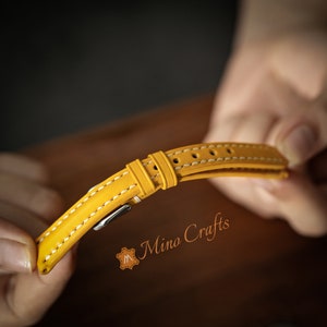 Yellow Leather Womens Watch Band Leather Watch Strap 8mm 10mm 12mm 14mm watch strap Womens Watch Band