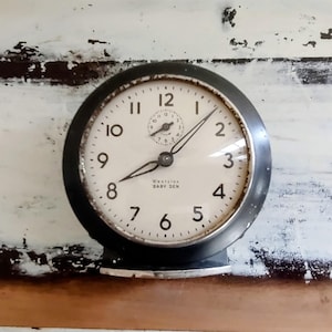 Vintage Westclox Baby Ben Wind Up Tabletop Alarm Clock Model 61 V 2A Dark Gray Working Circa 1940&#39;s